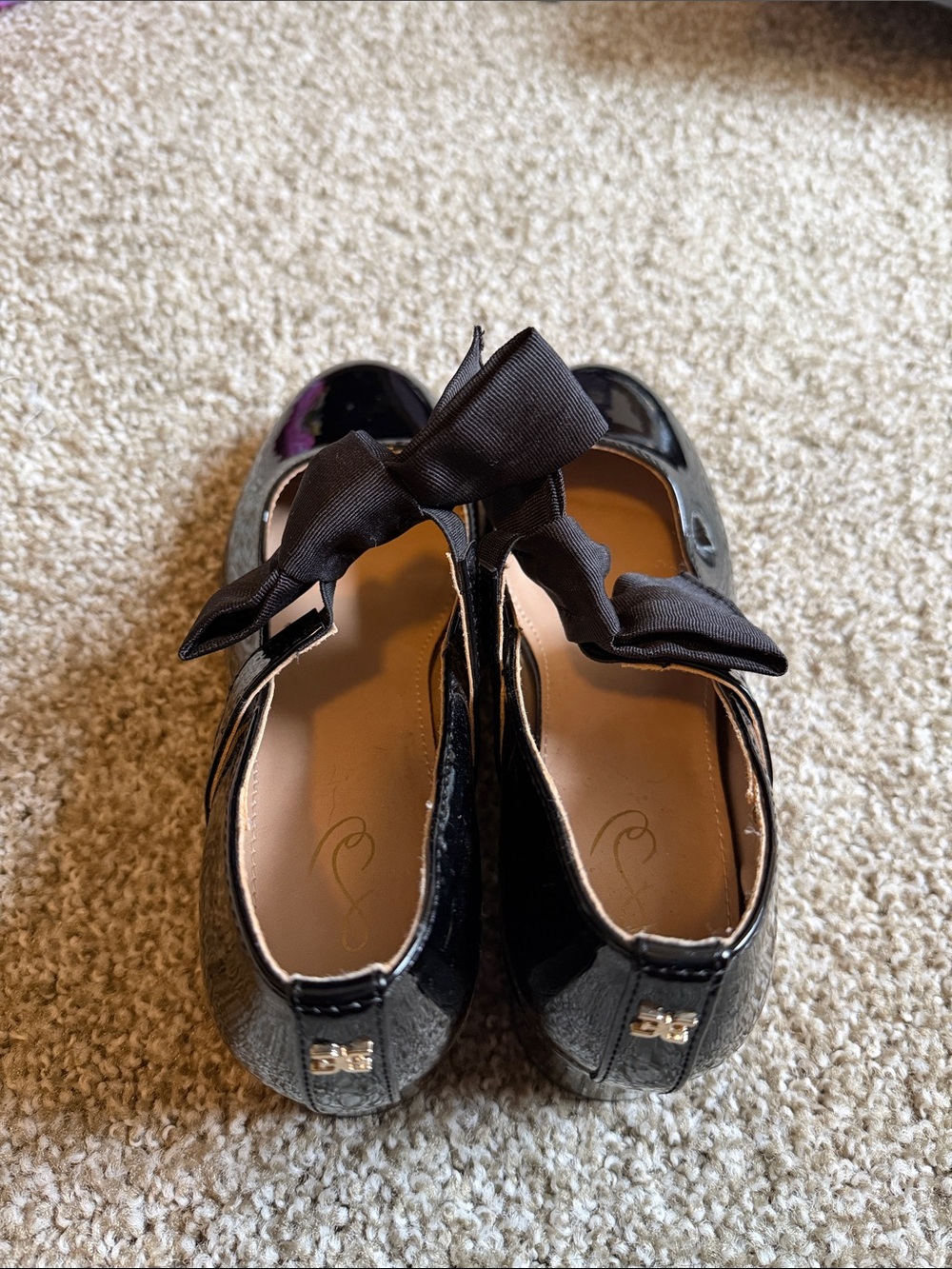 Girls Black Patent Bow Shoes